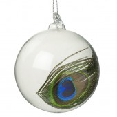 Hanging Glass Ball With a Peacock Feather